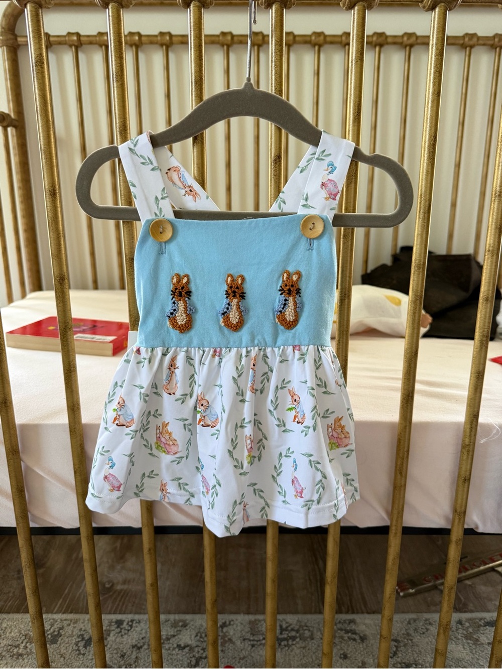 Girls' Light Blue Bunny Embroidered Sundress - Kids Accessories